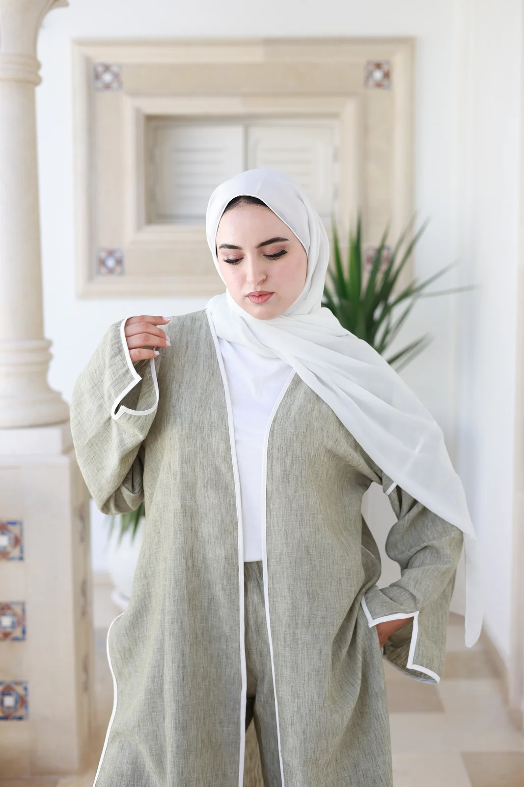 Ensemble Kimono + pantalon Yara vert — Ensemble Dana Collection